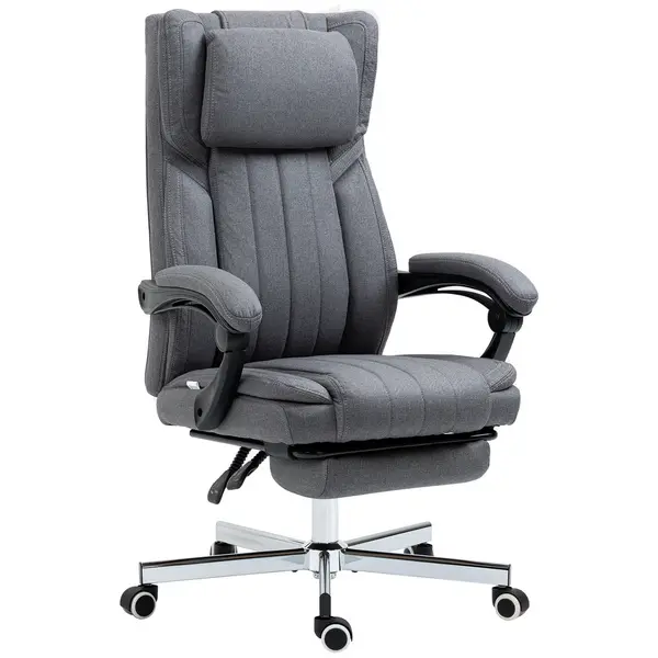 Image of HOMCOM Executive High Back Office Chair, Computer Desk Chair with Adjustable Headrest, Footrest, Reclining, Dark Grey
