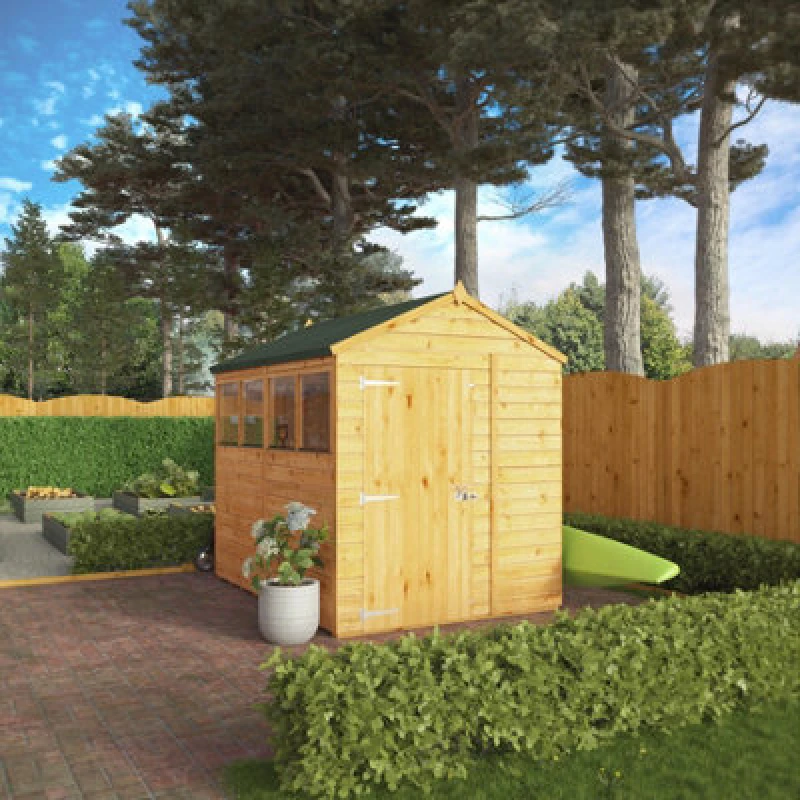 Image of Waltons 8 X 6 Shiplap Apex Glass Glazed Modular Garden Storage Shed