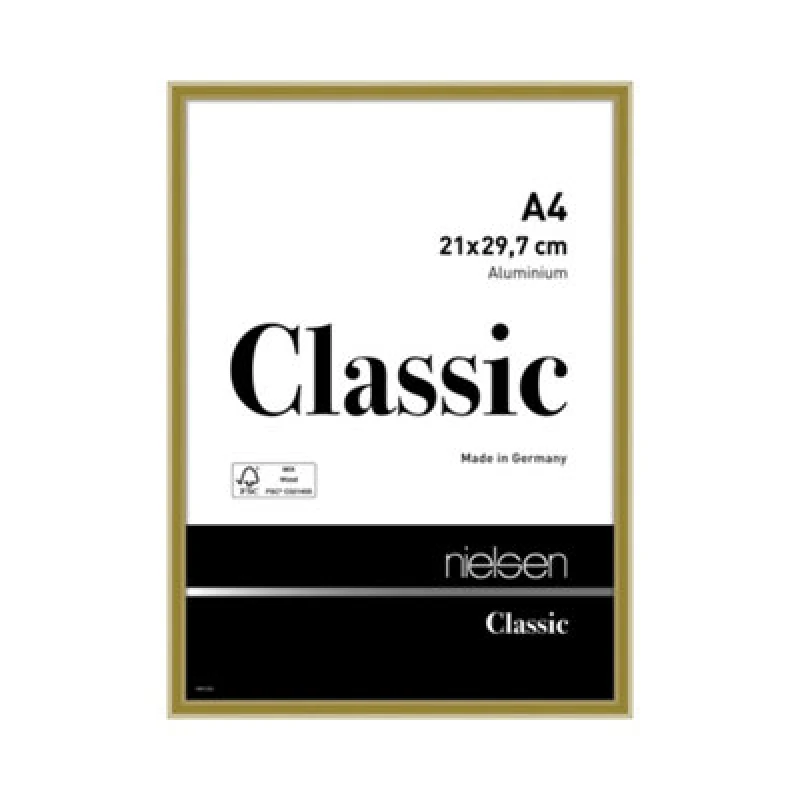 Image of Nielsen Classic Polished Gold Aluminium Picture Frame A4, 21X29.7Cm - With Float Glass And Push/turn Clips