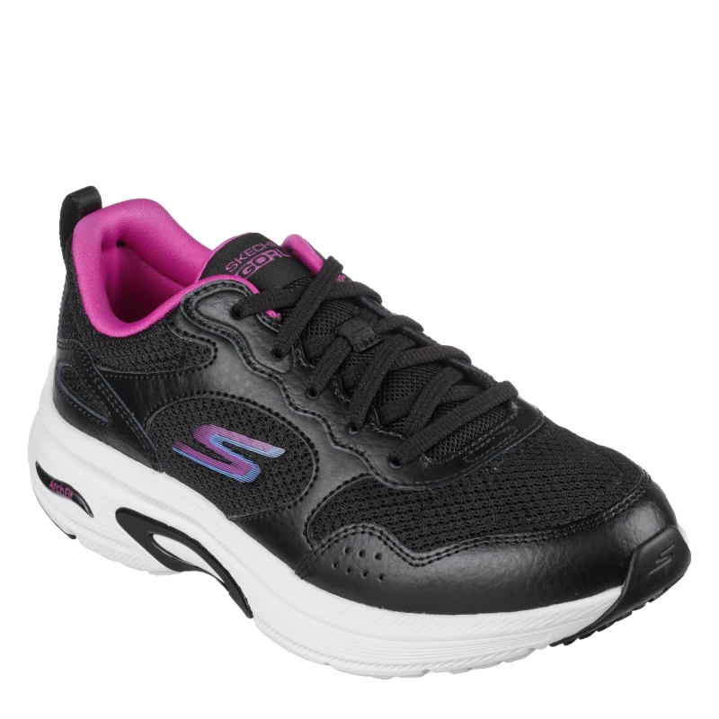 Image of Skechers Go Run Arch Fit - Easy Road Slip On Trainers Womens Black/Purple female 2 (35)