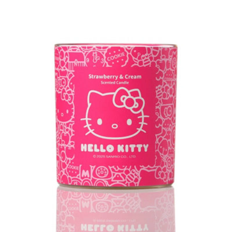 Image of Hello Kitty Repeat Printed Candle With Strawberry & Cream Scent