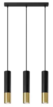Image of Loopez Triple Hanging Pendant Light Black, Gold GU10