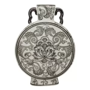 Image of Angel Trumpet Inspired Hand Painted Black & White Vase