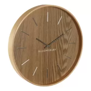 Image of 40cm Wooden Wall Clock with Silver Features