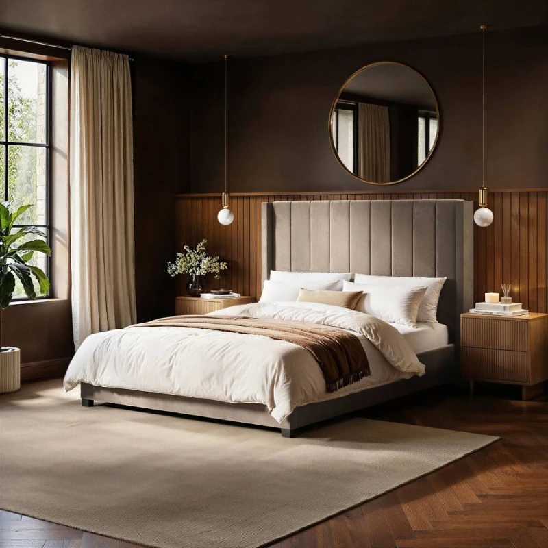 Image of Flair Tiggy Ottoman Bed with Winged Headboard Beige Velvet Size: Double Beige Unisex Double