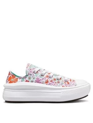 Image of Converse Chuck Taylor All Star Ox Childrens Girls Move Paper Floral Print Platform Trainers -Multi, Size 10