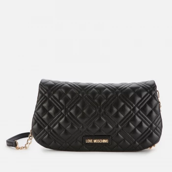 Image of Love Moschino Womens Quilted Chain Shoulder Bag - Black