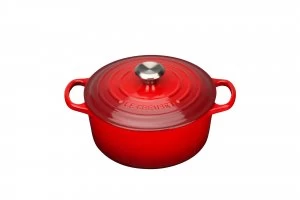 Image of Le Creuset Signature Cast Iron Round Casserole 24cm Cerise