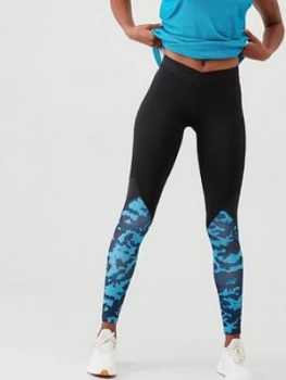 Image of Adidas Alphaskin Camo Legging - Black/Blue