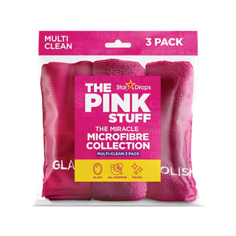 Image of Stardrops The Pink Stuff Multi Clean 3 Pack Microfibre Cloths PIMCEXP090