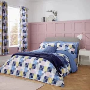 Image of Helena Springfield Cosmos Navy Duvet Cover Set Navy Blue/Yellow/White