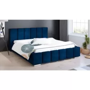 Image of Lemela Bed Double Plush Velvet Blue