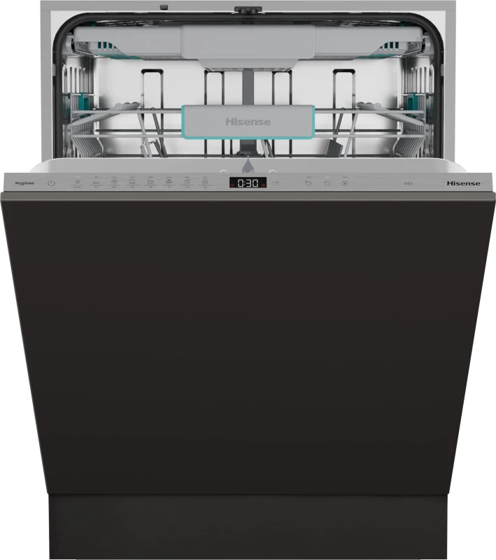 Image of Hisense HV16AUK Integrated Full Size Dishwasher - Silver Control Panel with Fixed Door Hinge Kit - A Rated