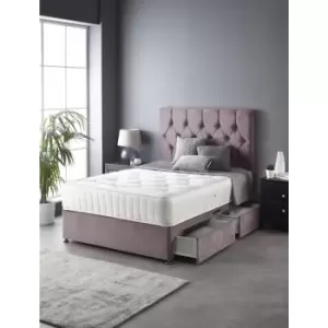 Image of Catherine Lansfield Boutique Divan Bed with 4 Drawers and Ortho Pocket Mattress in Blush Pink - Double