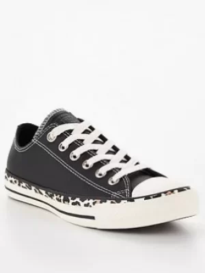 Image of Converse Chuck Taylor All Star Leopard Trim Ox, Black, Size 3, Women