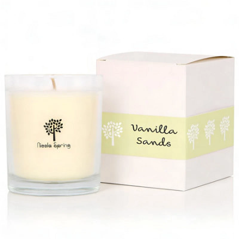 Image of Nicola Spring 160G Soy Wax Candle - Vanilla Sands - Sweet Creamy Fragrance In Glass Jar - Long Burn Relaxing Home Candle