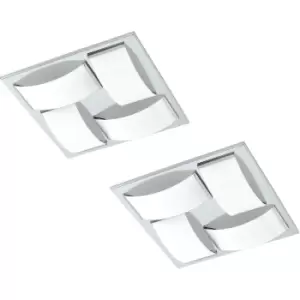 Image of 2 PACK Wall Flush Ceiling Light Colour Chrome Shade White Glass Painted 4x LED