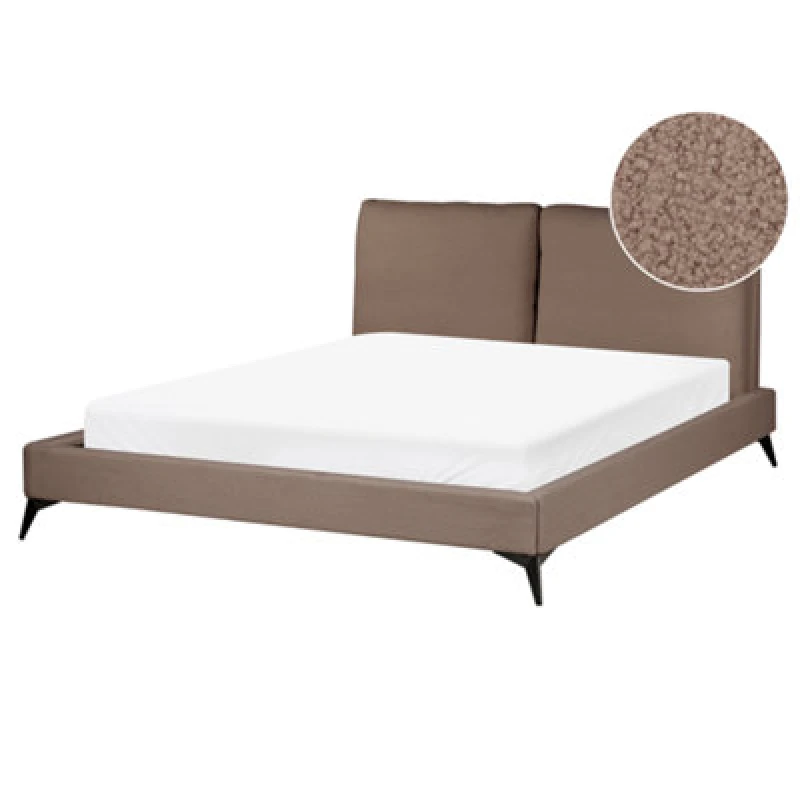 Image of Beliani Bed Boucle Melle 160 X 200 Cm (Eu King Size) Brown