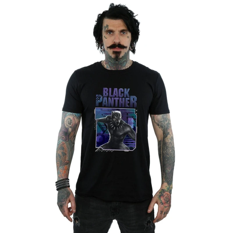 Image of Marvel Marvel Men Black Panther Tech Badge T-Shirt Size: Small Black S Male 5057864300727