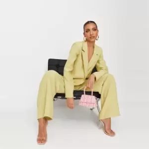 Image of Missguided Co-Ord Straight Trousers and Blazer Set - Yellow