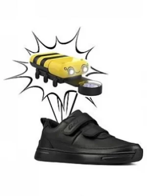 Image of Clarks Clarks Kids Vibrant Glow Light Up Strap School Shoe, Black Leather, Size 2 Older