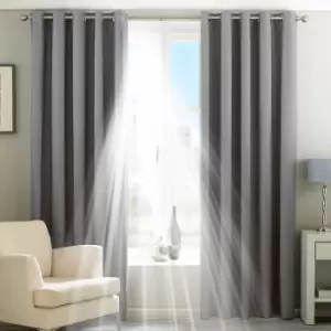 Image of Twilight Thermal Blackout Eyelet Curtains Silver / 229 x 137cm