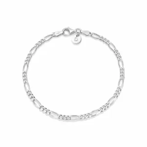 Image of Daisy London 925 Sterling Silver Essentials Figaro Chain Bracelet Sterling Silver