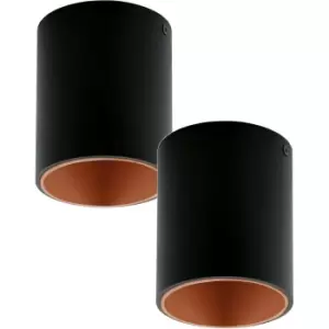 Image of 2 PACK Wall / Ceiling Light Black & Copper Round Downlight 3.3W Built in LED