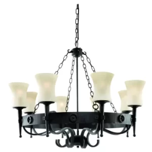 Image of Cartwheel 8 Light Multi Arm Chandelier Black Finish, E27