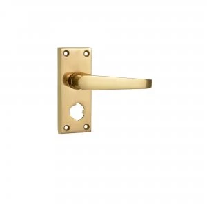 Image of Wickes Rome Victorian Straight Privacy Door Handle - Polished Brass 1 Pair