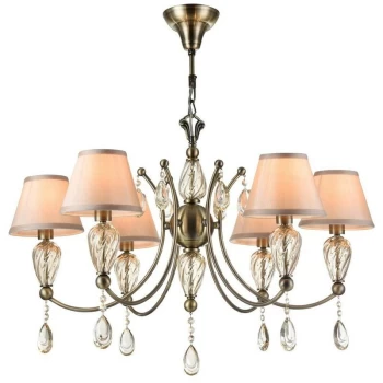 Image of Maytoni Lighting - Murano Chandelier Bronze & Crystal with Shades, 6 Light, E14