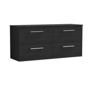 Image of Nuie Arno 1200mm Wall Hung 4 Drawer Vanity & Worktop Charcoal Black