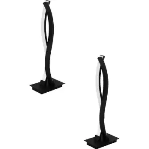 Image of 2 PACK Table Desk Lamp Colour Black Shade White Plastic Bulb LED 10W Included