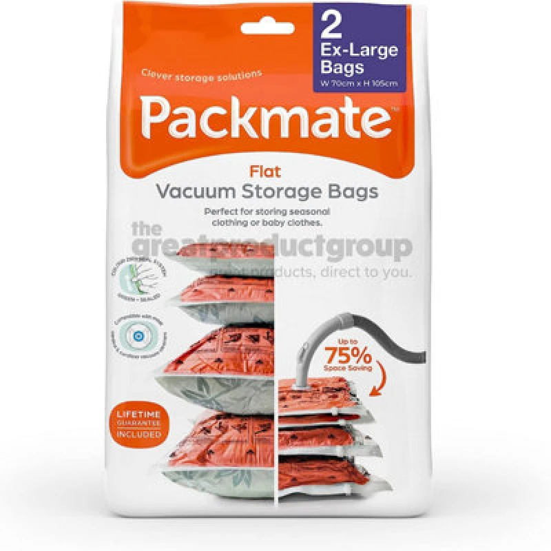 Image of 2Pc Extra Large Flat Vacuum Storage Bag Set (70X105Cm) By Packmate
