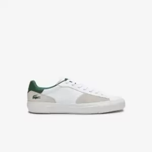 Image of Mens Lacoste L006 Leather Trainers Size 8 UK White & Dark Green