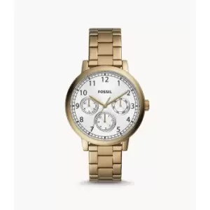 Image of Fossil Mens Airlift Multifunction Antique Stainless Steel Watch - Gold