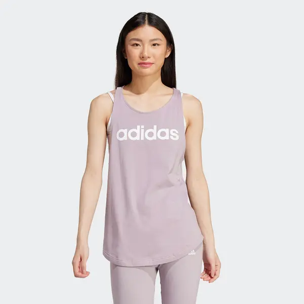 Image of Loungewear Essentials Vest Top with Logo Print in Cotton and Loose Fit