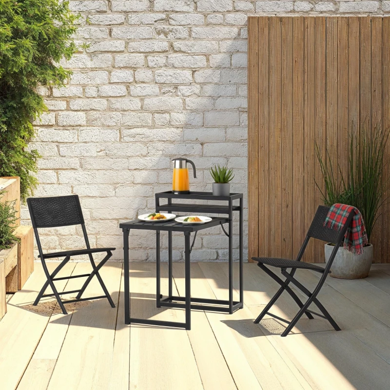 Image of Seconique Foldaway 1+2 Garden Set - Black 700-701-001