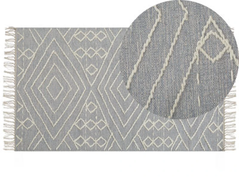 Image of Beliani Rug Khenifra Light Grey 80 X 150 Cm Cotton