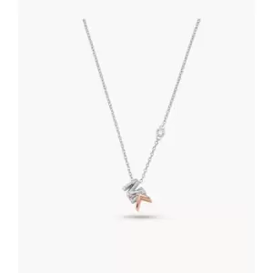 Image of Michael Kors Womens Sterling Silver Two-Tone Mott Logo Pendant Necklace - Silver