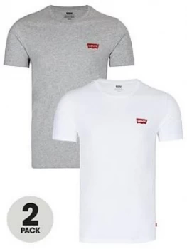 Image of Levis Two Pack Crew Neck Graphic T-Shirt - White/Grey