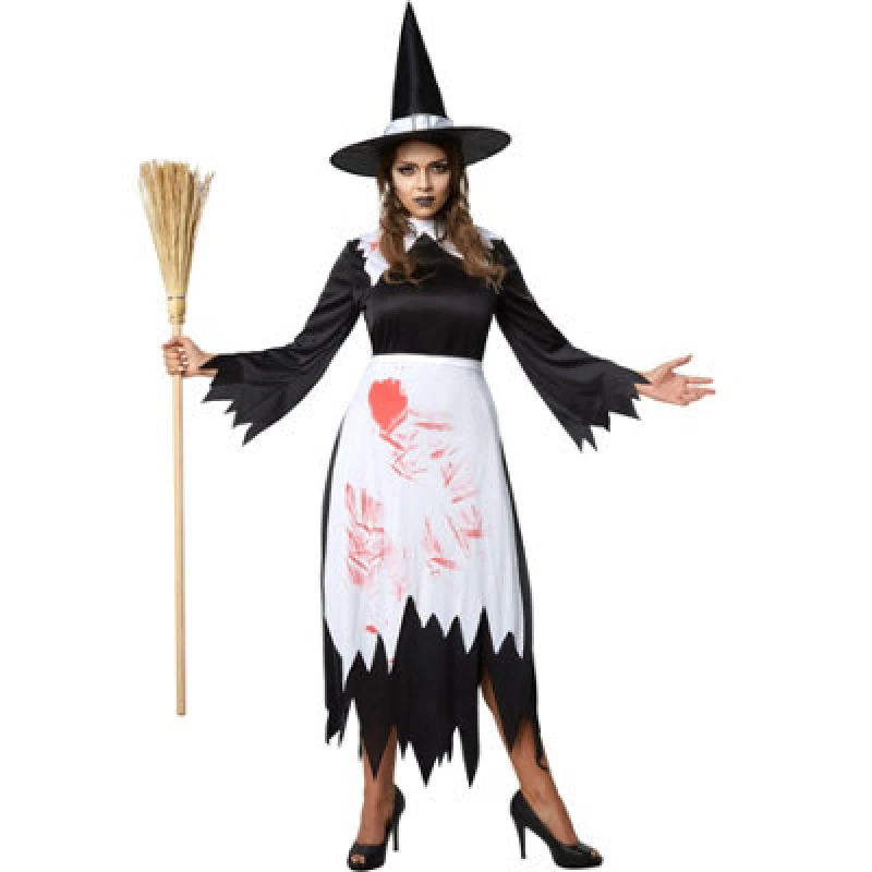 Image of Tectake Scary Witch - Halloween Fancy Dress Costume For Her 302231 - Black/white M