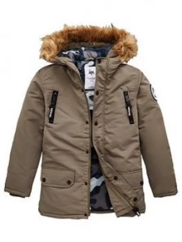 Image of Hype Boys Faux Fur Parka - Khaki
