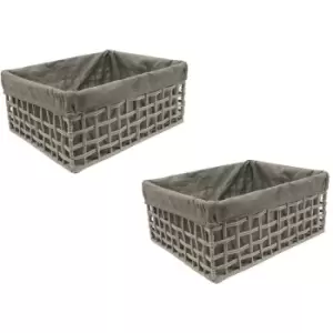 Image of Cotton Rope Storage Basket Set Of 2 Medium,Grey