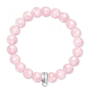 Image of Thomas Sabo Charm Club Rose Quartz Stone Bracelet, One Colour, Size Medium - 16.5 Cm, Women