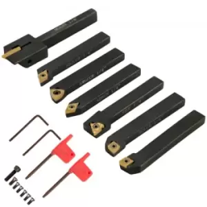 Image of VEVOR Indexable Carbide Tools 1/4" Industrial Lathe Tools 7Pcs/Set Turning Tool Set Super-Hard 40cr Mental Lathe Tools Inserts Carbide Tool Holder for