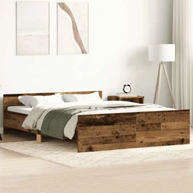 Image of Vidaxl Bed Frame Without Mattress Old Wood 135X190Cm Engineered Wood