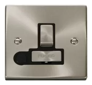 Image of Click Scolmore Deco Satin Chrome 2 Gang Fused Connection Unit 13A With Black Ingot - VPSC551BK