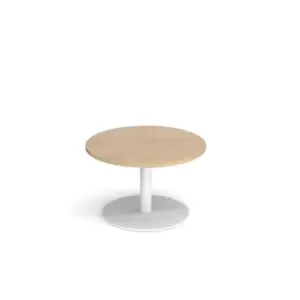 Image of Monza circular coffee table with flat round white base 800mm - kendal oak