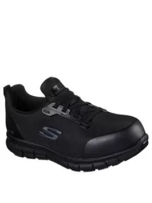 Image of Skechers Lace Up Athletic Safety Toe Workwear Trainers, Black, Size 8, Women